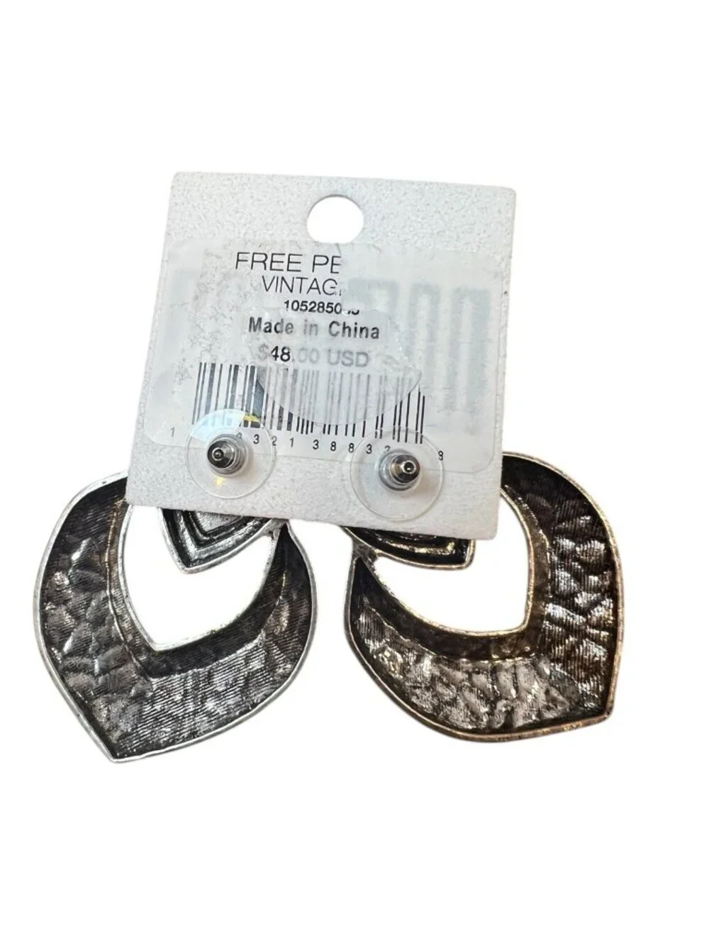 Free People Cecilia Green Silver Statement Earrings Boho Festival NWT